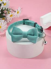 1pc Suede Bowknot Pet Collar With Bell, Adjustable Velvet Neck Strap For Cats - Multicolor - View 8