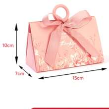20pcs Luxury Floral Handheld Wedding Candy Boxes, Plastic Ring + Satin Bow Pearl Decoration, Morandi Multicolor Paper Gift Bags, Suitable For Wedding Party, Bridal Shower, Guest Favors, Jewelry, Candle Gift Packaging - Multi-color - View 6