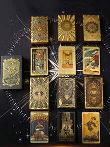 Set Kartu Tarot Foil Emas, Kartu Tarot Rider-Waite Klasik Tahan Air PVC Tahan Lama, Kartu Ramalan Nasib dengan Buku Panduan, Cocok untuk Latihan Tarot Pemula, Permainan Pesta, Koleksi Alat Peraga Ramalan, dan Hadiah. - MultiWarna - View 5