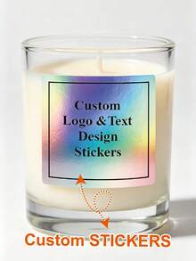 Custom Waterproof Holographic Square Business Brand Logo Label Stickers, Thank You Stickers. Personalized Holographic Sticker Labels For Business Branding, Gift Packaging Box, Custom Printed Square Label For Bottle, Cosmetics - Holographic - View 5