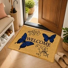 1pc Butterfly Print Faux Cashmere Kitchen Mat, Absorbent Kitchen Floor Mat, Kitchen Rug, Long Runner Mat, Sink Front Mat, Suitable For Kitchen, Bathroom, Entryway, Hallway, Laundry Room And Home Decor - Multicolor - View 7
