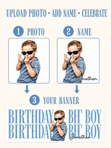 Custom Photo And Name Birthday Banner, Personalized Happy Birthday Party Backdrop, Picture Banner For Girls And Boys, Photo Booth Background For Birthday Celebrations, Custom Party Sign For Kids, Daughters, Sons, Family Gatherings And Friends. - Multicolor - View 6