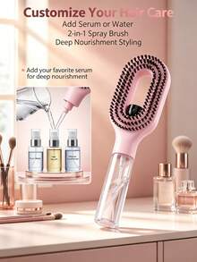 2‑In‑1 Spray Hair Brush Detangler, Built‑In Water Tank Fine Mist Spray Comb, Wet Dry Hair Detangling Brush, Portable Anti‑Overflow Hair Care Styling Tool For Curly Thick All Hair Types - Multiple Styles - View 5