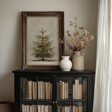 1 Piece, Vintage Style Christmas Tree Pattern: Rustic Fir Tree, Neutral Holiday Decor - Santa Claus, Yuletide, Xmas, Christmas Day, Canvas Wall Decor, Popular Autumn Farmhouse Style Canvas Poster, Suitable For Modern Home Decor, Room, Living Room, Bathroom, Kitchen, Living Room, Home Decor. - A - View 6