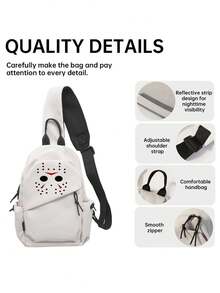 Myco Ghost Pattern Lightweight Business Casual Small Crossbody Bag, Casual Letter Pattern, Suitable For Teen Girls, Women, College Students, - Multicolor - View 8