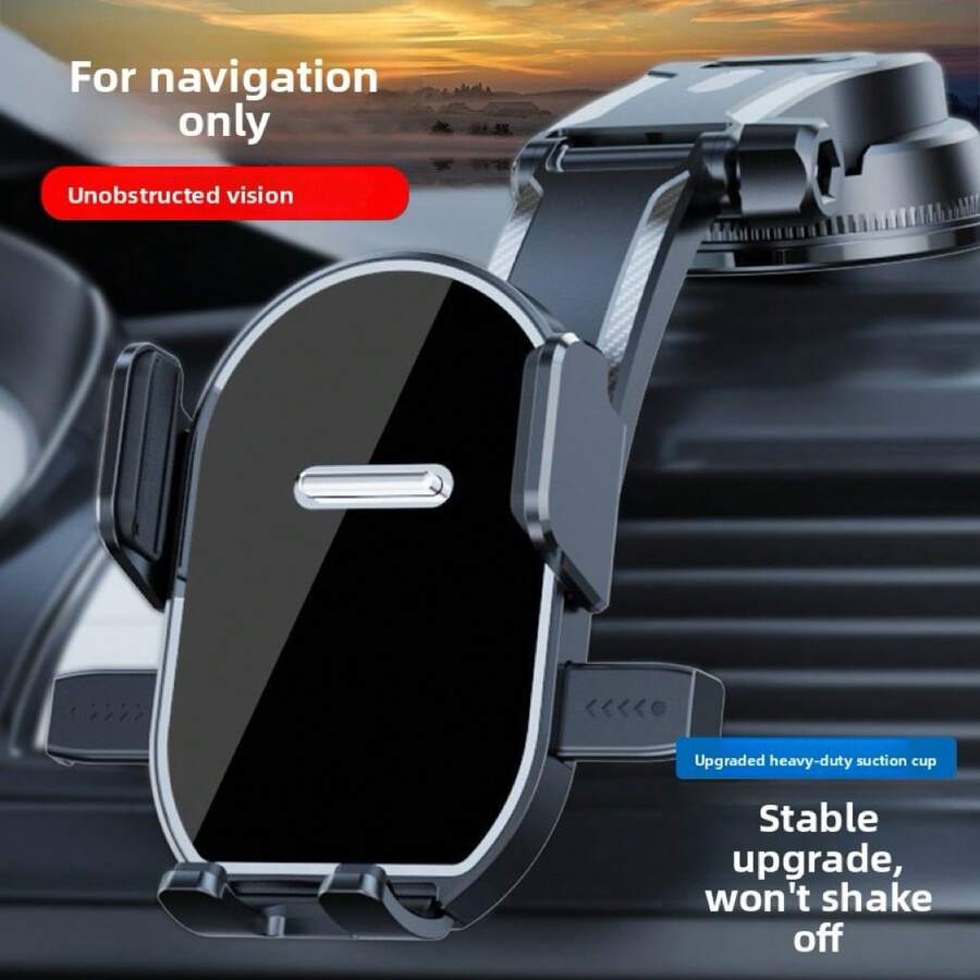 1pc New Car Phone Holder Air Vent Dashboard Navigation Mount Auto-Locking Suction Cup Fixed Bracket - Black Round Mirror - View 1