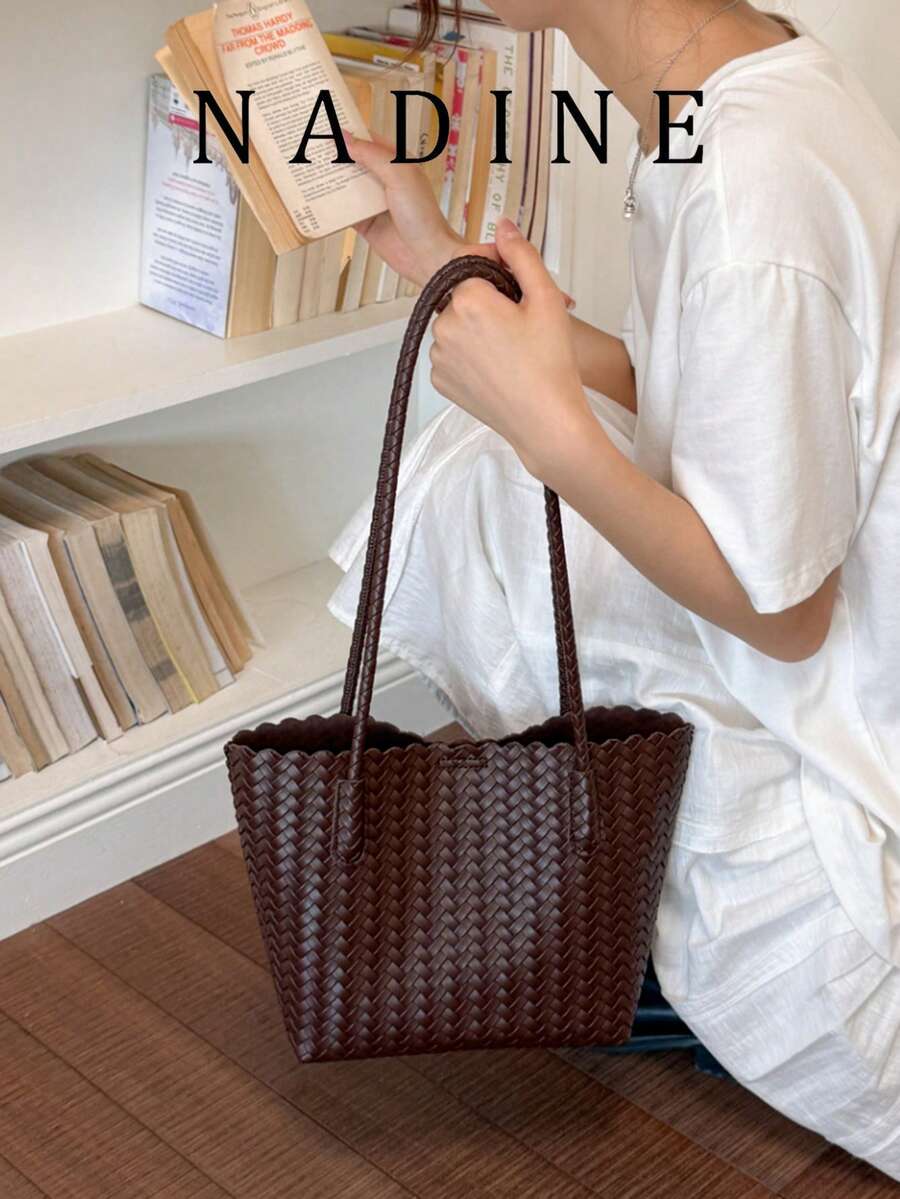 New Fashion Plaid Woven Bucket Bag, Niche Versatile, Handheld Shoulder Bag, Suitable For Commuting
