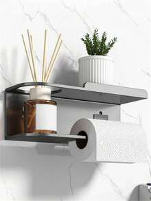 1pc Wall-Mounted Paper Towel Holder, Can Be Used As Bathroom Fragrance Storage Rack, Multi-Functional Storage Rack, Toilet Paper Holder, Suitable For Kitchen And Bathroom, Bathroom Accessories - Multicolor - View 3