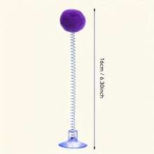 2pcs Set (1 Spring Cat Teaser + 1 Suction Cup Base) / 4pcs Set (2 Spring Cat Teasers + 2 Suction Cup Bases) Random Color - Interactive Cat Toy, Pet Toy, Cat Teaser With Plush Ball, Spring Rod And Suction Cup Base. Cat Puzzle Toy, Cat Energy-Consuming Toy, Attract Cats, Stimulate Hunting Instinct, Enhance Interaction, Exercise Reaction Ability, Pet Supplies, Cat Birthday Gift - Multicolor - View 3