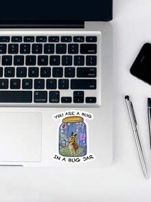 1pc Funny Meme Cat Sticker, You Are A Bug In A Bug Jar Sarcastic Quote Vinyl Decal, Weird Humor Waterproof Sticker For Water Bottle Laptop Skateboard, Novelty Gift For Friends Meme Lovers - Multicolor - View 6