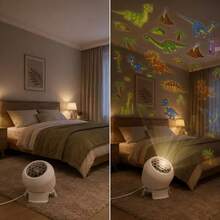 LED Dynamic Dinosaur Projection Light, USB Plug-In Night Light, 360° Adjustable Angle, Whole Room Dinosaur Projection Light, Suitable For Living Room, Party Decoration, Birthday Gift, Christmas Decoration Light - White - View 9