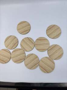 10pcs 4-Inch Round Wooden Coasters With Non-Slip Silicone Base, Suitable For DIY Crafts, Painting And Carving - Perfect For Home Decor - A - View 6
