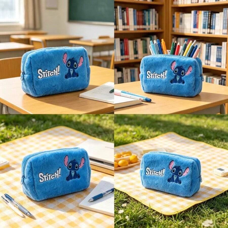 Disney 1pc Stitch Cartoon Pencil Case, Highly Attractive Pencil Bag, Stationery Storage Bag, Portable Small Pouch, Party Gift - One Size - View 1