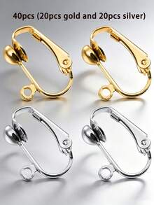 4/20/40pcs Clip Earrings, Copper With Easy-Open Rings, DIY Jewelry Making Set, Gold And Silver Colors Available, Suitable For Women - Clip-on Earrings - View 10