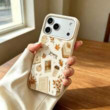 1pc TPU Material Slouchy Autumn Coffee Book Pattern Phone Case Compatible With IPhone 17 Pro Max/17/16 Pro Max/15/13/12/11/ S20 FE/A15/S24/A55/ Note 11/Note 12/Note 13 Pro Full Coverage Anti-Drop Soft Shell Phone Protective Cover - White - View 3