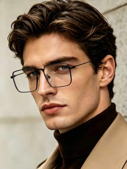 1pc New Classic Wayfarer Plain Lens Glasses Frame Decorative Glasses Eye Protection Minimalist Fashion Casual Suitable For School, Computer Reading, Gaming, TV, Mobile Phone And Other Occasions, Ideal Accessory For Women's Glasses