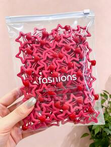 10/20pcs/Set Red Heart & Star Hair Clips, Sweet Hair Accessories - Suitable For Women And Girls, Perfect For Daily Wear, Travel, Party, Date - Multicolor - View 1
