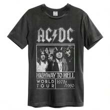 Amplified Mens AC/DC Highway To Hell Poster Mens T-Shirt - Charcoal - View 1