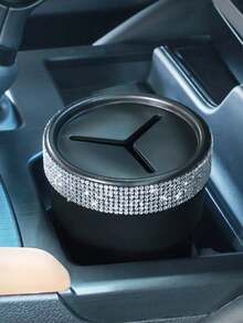 Fashionable Minimalist Rhinestone Car Coin Storage Cup, Multi-Functional Storage Cup, Anti-Slip Design, Convenient For Storing Loose Change, Practical And Convenient - Rhinestone Style - View 4