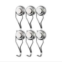 6pcs Magnetic Hooks Heavy Duty Rotating No-Drill Mount Door Kitchen Refrigerator Metal Neodymium Strong Adhesive Wall Hanging Organizer Storage Solution Ideal For Home Office Garage Closet Bedroom Bathroom Pantry Organization - View 2