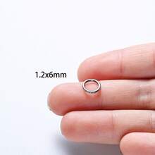1 Piece Exquisite Stainless Steel Inlaid With Shiny Zirconia Nose Ring, 18K Gold Plated, Closed Hinge Cartilage Spiral Earrings Lip, - Silver - View 9