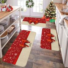 1/2/3pcs Christmas Theme Kitchen Rugs, Flannel Kitchen Mats, Soft Comfortable Absorbent Non-Slip Machine Washable With Non-Slip Backing, Suitable For Multiple Scenes: Entryway, Living Room, Bedroom, Kitchen, Dining Room, Bathroom, Laundry Room, Hallway, Christmas Holiday Home Decor Floor Mat - Multicolor - View 4