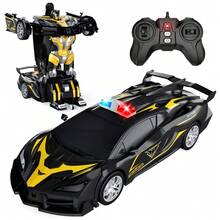 1pc Bat Remote Control Car, Transformable Remote Control Car, Transformable Remote Control Police Car Robot, Transformable Robot Remote Control Car, 2-In-1 Remote Control Transformable Police Car Robot Children's Toy, 1:18 Scale Police Car Robot Vehicle, 2-In-1 Transformable Dinosaur Remote Control Car, High-Speed 360° Rotating Robot Toy, LED Police Lights, Automatic Transformation, Remote Control Racing Car, Indoor/Outdoor Play, Suitable For 3-12 Years Old Boys And Girls, Perfect Gift/Christmas/Halloween/Easter/Thanksgiving/Back To School/Birthday Gift (4-7 Years/8-12 Years Old) - Multicolor - View 14