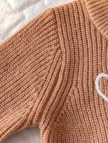 Boys Cute Embroidered Dinosaur English Letter Crew Neck Sweater Long Sleeve Knit Pullover Suitable For Daily Casual Spring Autumn Winter - Brown - View 9