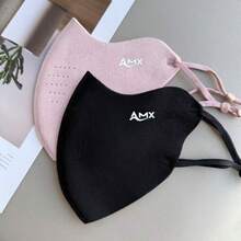 1pc Winter Warm Face Mask, Adjustable Ear Loop Windproof Reusable Face Cover, AMX Letter Print Solid Color Thermal Mask For Outdoor - Multicolor - View 3