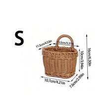 1pc Woven Hanging Basket Wall Mounted Storage Basket, Boho Rattan Hanging Wall Organizer For Plant Lovers, Space Saving Basket For Living Room Bathroom Kitchen Entryway, Hanging Decor Storage For Remote Control Sundries Accessories, Natural Farmhouse - View 10