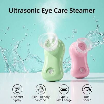 Ultrasonic Fine Mist Eye Sprayer Soothing Eye Hydrating Cleanser Portable Eye Spa Device Soft Silicone Cup Dual Speed USB Rechargeable