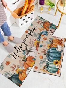 1/2pcs Thanksgiving Pumpkin Pattern, Vintage Diatomaceous Earth Mat, Super Absorbent, Non-Slip, Perfect For Bathroom, Kitchen And Dining Room, Quick Drying, Perfect Gift For Home Decor And Bathroom Mat, Thanksgiving Holiday Gift! - Multicolor - View 5