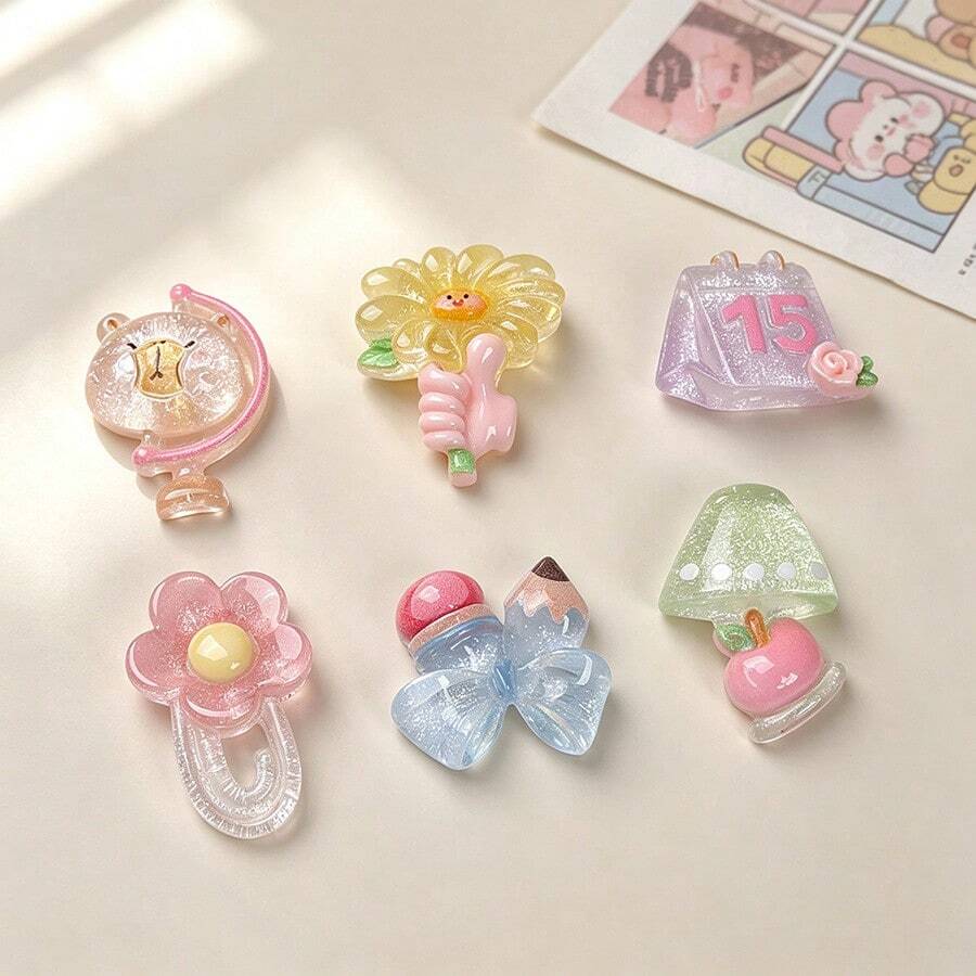 10/20pcs Glitter Transparent Campus Style Resin Accessories Globe ...