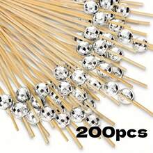Cocktail Decoration Toothpicks, Bamboo Skewers For Cocktail Party Decoration, Suitable For Drinks, Food And Disco Party Decoration - Silver - View 13