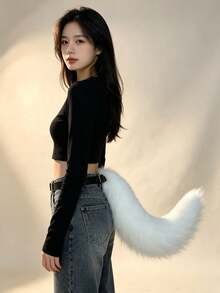 Fluffy Fox Costume Party Accessories Set, Suitable For Women Cat Ear And Tail Collar Kit, Faux Fur Cat Costume Set, Nick Cosplay Headband + Animal Tail (Large Size) Set Accessories, Anime Girl Cosplay Kit, Christmas Halloween Party Costume, Party Game And Event Supplies, Gift Accessory Set For Her - Multicolor - View 25