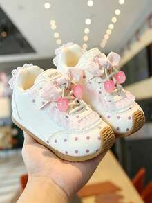 1 Pair Beige Kids' Sports Shoes, Soft Non-Slip Sole, Fashionable , Versatile For All-Season Outdoor Wear - Beige - View 4