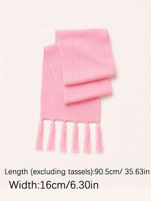 1pc Toddler Knitted Scarf, Soft And Warm With Tassels, Suitable For Boys And Girls Autumn/Winter Solid Color Scarf, Can Be Used As A Gift - Multicolor - View 3