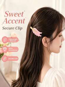 6/2pcs Fashionable Cute Angel Wing Crocodile Hair Clips, Seamless Wear, Suitable For Daily Outings, Versatile And Practical - Multicolor - View 2