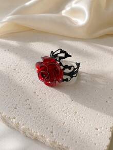 1pc Gothic Romantic Rose Open Adjustable Ring, Suitable For Holiday Party Wear, Halloween - Multicolor - View 5