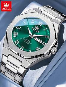 OLEVS 3727 Original Man Watch Stainless Steel Waterproof Luminous Dual Calendar Luxury Brand Roman Scale Quartz Wristwatches Men - One Size - View 14
