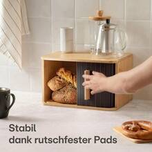 Kitchen Bread Bin In Black, Dimension 33 X 23 Cm, Fitted With Sliding Door For Convenient Daily Storage - Brown - View 5