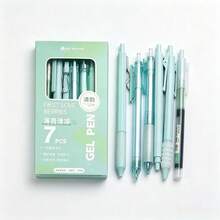 7pcs Aesthetic Style Gel Pen Set, Highly Attractive Retractable Gel Pens, Quick-Dry Black Carbon Ink ST Tip Waterproof Smooth Writing, Soft Grip Comfortable Signature Ballpoint Pens, Suitable For Students Note-Taking, Campus Office, Back To School Stationery - B - View 4
