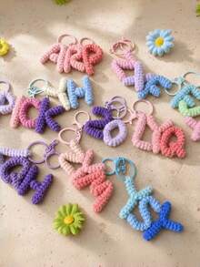 Personalized Crochet Name Keychain, Customized Name Tag Bag Charm, Back To School Backpack Gift, Handmade Yarn Ornament, Mom Memorial Gift - Multicolor - View 3