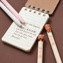 2/4pcs Cute Lazy Bear Design Neutral Gel Pens, Smooth Writing 0.5mm Black Ink - Multicolor - View 2