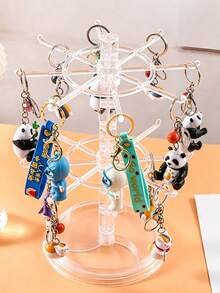 Multi-Functional Keychain Organizer Rack, 16-24 Hooks, 360° Rotating, Adjustable Height, Can Store Keychains, Jewelry, Brooches, Accessories, Capsule Toys, Desktop Decoration, Christmas, Valentine's Day, Back To School Gifts - Clear - View 2