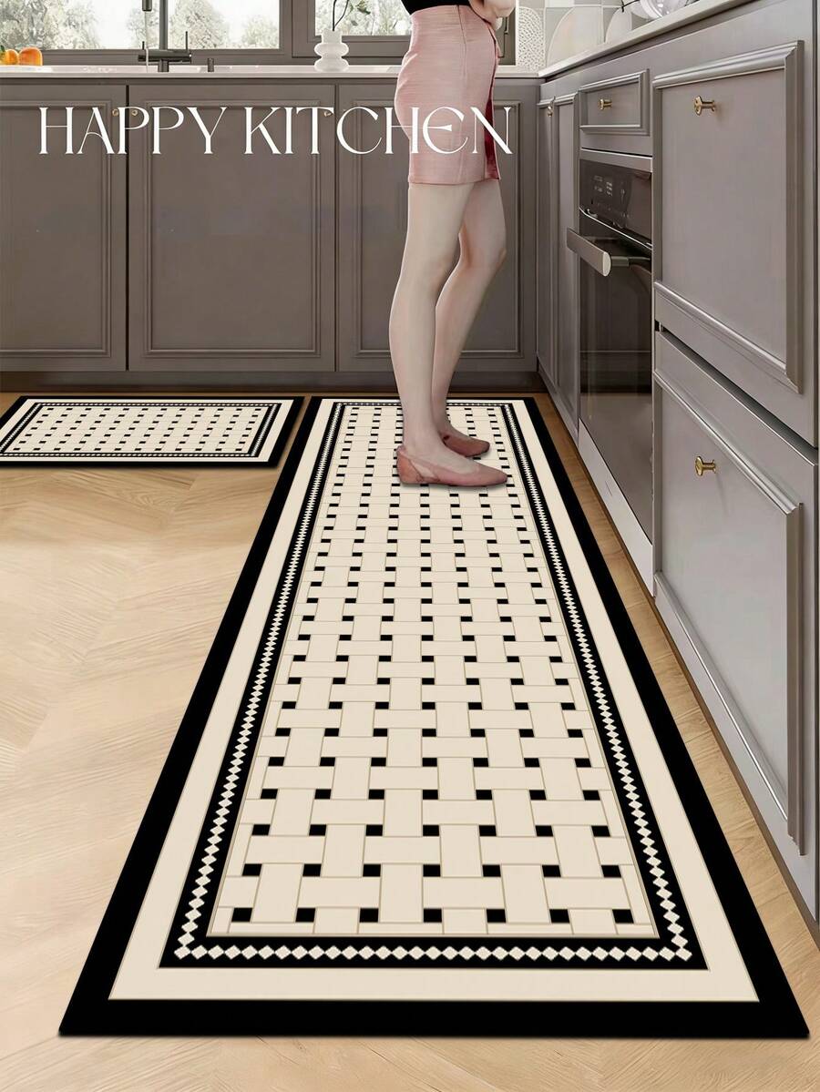 1pc Vintage Lace Pattern Kitchen Mat, 3.5mm Soft Rubber Material, Absorbent And Easy To Clean, Suitable For Hallway, Bathroom, Living Room, Outdoor Door Mat And Toilet Area, All Year Round, Suitable For Various Holidays - Multicolor - View 1