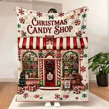 1pc Christmas Themed Blanket, Christmas Candy Store Mint Peppermint Gingerbread Lollipop Pattern Living Room Sofa Bedroom Nap Throw Blanket - Multicolor - View 8