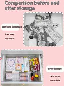 1/7/8 Pcs Clear Acrylic Cosmetic Organizer, With Drawers, Shelves, And Compartments, For Desktop Stationery Storage, Home Desktop And Drawer Storage Box, Back-To-School Essential - A - View 2