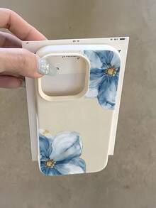 1件 白色斜紋金鑲藍花極簡個性化 TPU 防震全包手機殼，適用於 Apple 18 17 16 15 14 13 12 11 Pro Max Air 及系列 - 彩色 - 查看 1