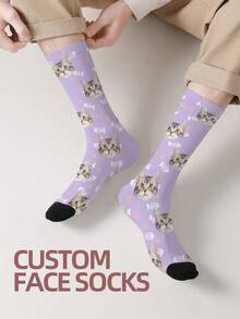 1 Pair Customized Pet Face Socks, Personalized Funny Pet Socks, Customized Dog Face Socks, Customized Dog Photo Socks, Anniversary Gift, Valentine's Day Gift, Birthday Gift, Wedding Gift, Mother's Day Gift, Father's Day Gift, Gift For Best Friend, Gift For Parents, Gift For Cat Lovers, Gift For Best Friend, Gift For Girlfriend - Multicolor - View 7